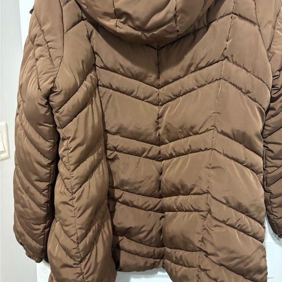 Elle Brown Puffer Jacket with Hood Size XL - Picture 3 of 5